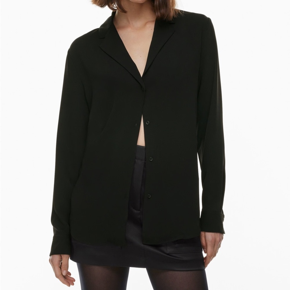 Aritzia Babaton Button Down Shirt Black Womens XS